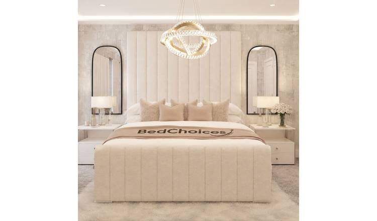 Bed Choices Kensington Kingsize Boucle Bed Frame With 70" Headboard - Cream