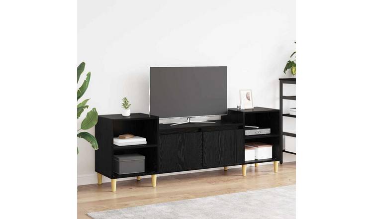 Walplus 2 Door Engineered Wood TV Cabinet - Black Oak - 160 x 35 x 55 cm