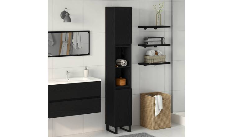 Walplus Engineered Wood Bathroom Cabinet - Black Oak - 30 x 30 x 190 cm
