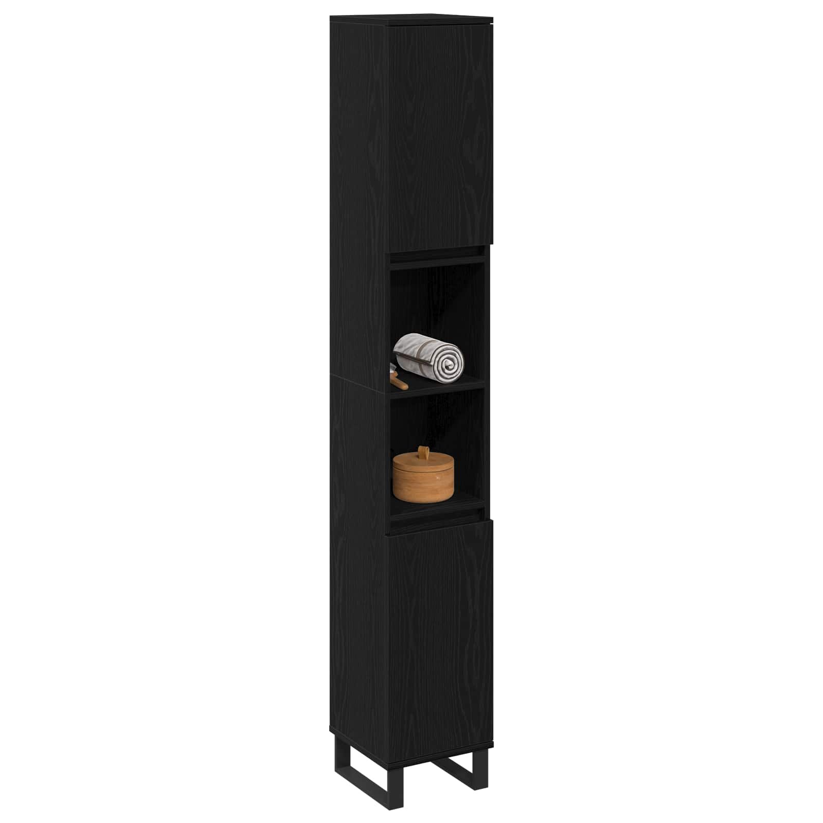 Walplus Engineered Wood Bathroom Cabinet - Black Oak - 30 x 30 x 190 cm - Image 3