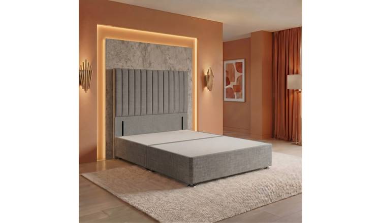 Somnior Heritage Linen Divan Base No Draw 54" Headboard - Silver/Small Double