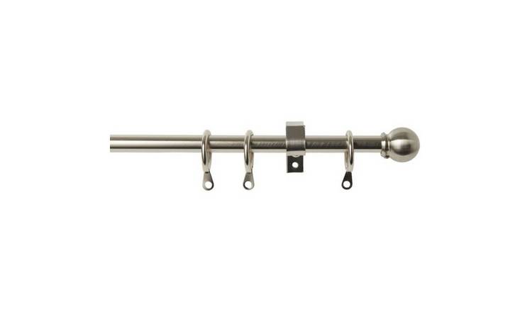 New Edge Blinds 10-13mm Silver Extendable Ball Curtain Pole - 100cm - 180cm