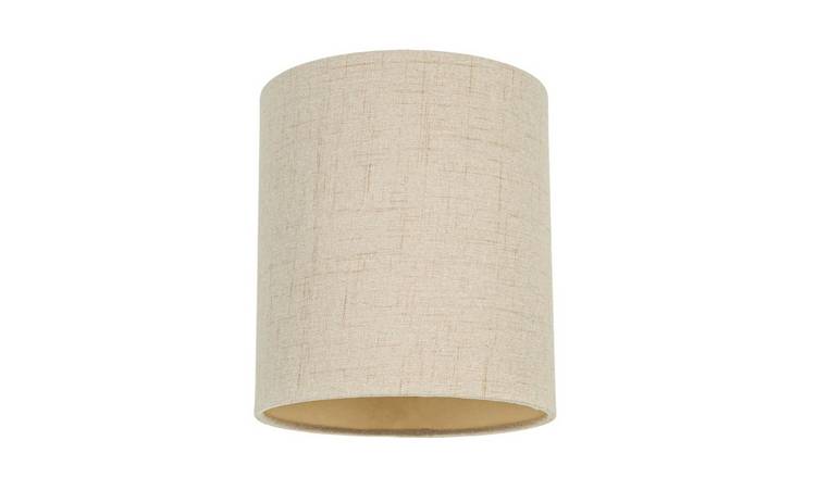 Happy Homewares Sleek Taupe Linen Fabric Cylindrical Lampshade - 16cm