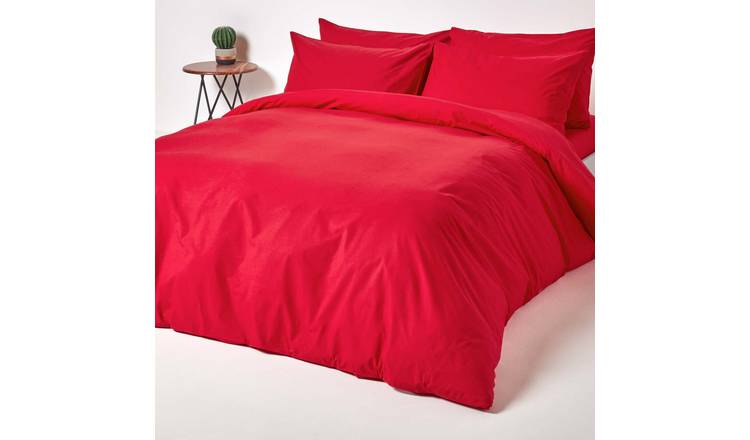 Homescapes Egyptian Cotton Red Bedding Set - Single
