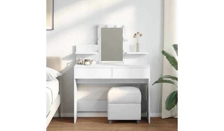 Walplus LED Glass Dressing Table - White - 100 x 40 x 130 cm