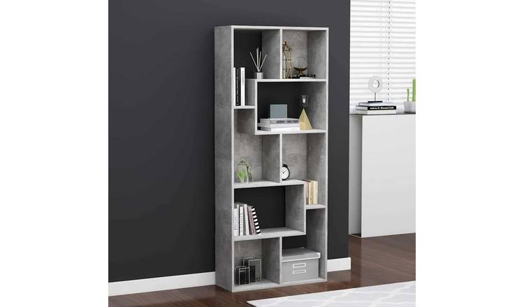 Walplus Engineered Wood Book Cabinet - Stone Grey - 67 x 24 x 161 cm
