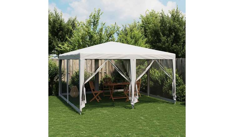 Walplus 4 x 4 m HDPE Party Tent with 8 Mesh Sidewalls - White