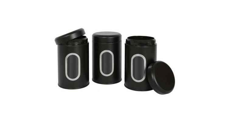 Harbour Housewares 3pc Food Storage Containers Set with Window - Black