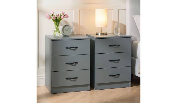 Vida Designs Riano 3 Drawer Bedside Chest Set of 2 - Green