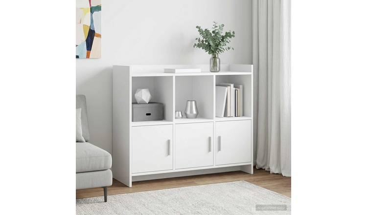 Walplus 3 Door Engineered Wood Sideboard 6 Shelf - White - 98.5 x 33 x 80 cm