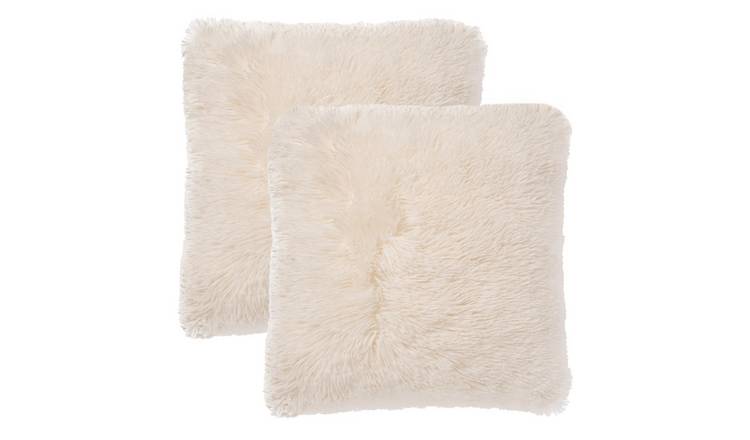 OHS 2 Pack Fluffy Cushion Covers 45 x 45cm - Cream
