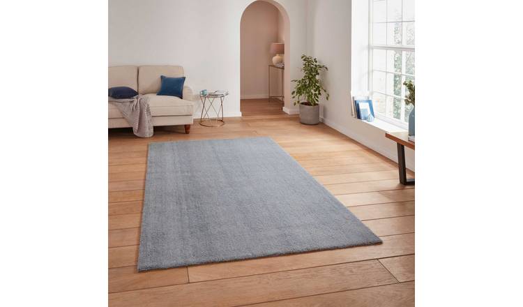 Mega Flooring Blue Shaggy Plain Rug - 60 x 115cm