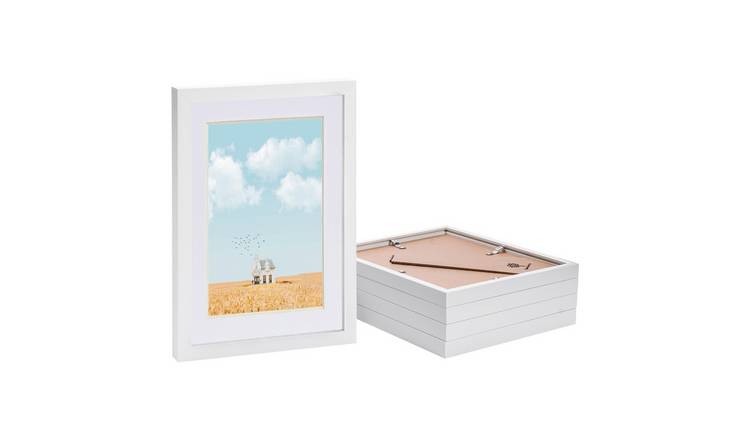 Nicola Spring Photo Frames - 8 x 12" with A5 Mount - Set of 5 - White