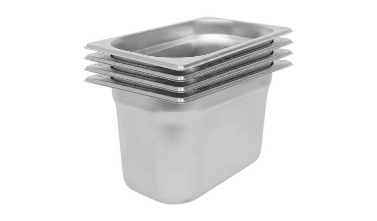 Argon Tableware Steel Gastronorm Containers 1/4 - 3.75L - Set of 4