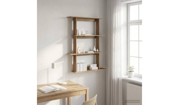 Walplus Engineered Wood Wall Shelf - Oak - 100 x 20 x 126 cm