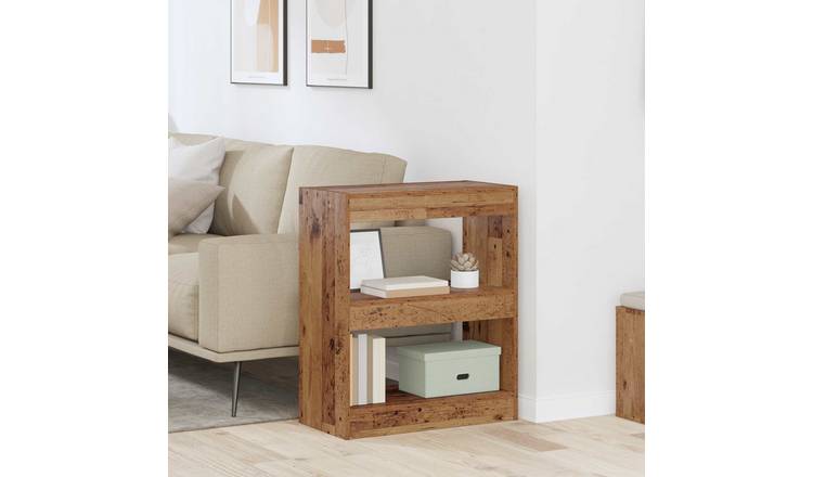 Walplus 2 Tier Engineered Wood Book Cabinet - Dark Wood - 60 x 30 x 72 cm