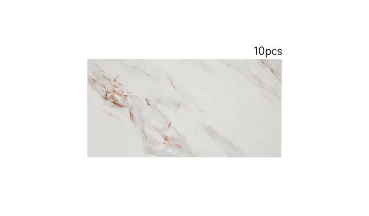 Living and Home 10 Pcs Peel and Stick Marble Wall Stickers - White