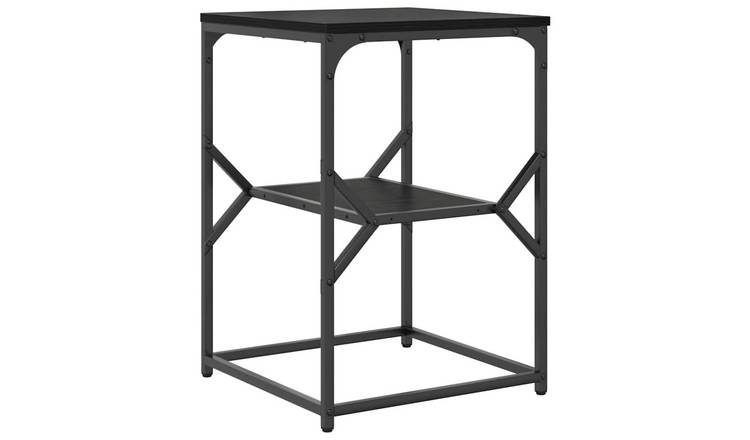 Walplus Engineered Wood and Steel Side Table - Black Oak - 41 x 40 x 60 cm