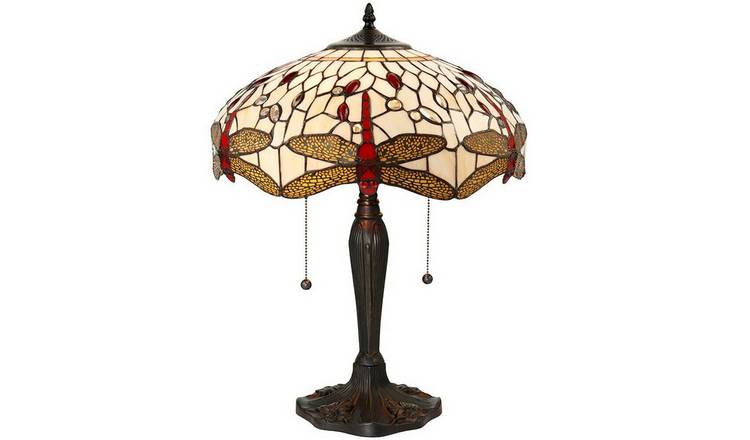 Loops Direct 41cm Glass Table Lamp - Dark Bronze Dragonfly