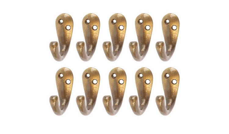 Hammer & Tongs Single Robe Hook - Brass - Pack of 10
