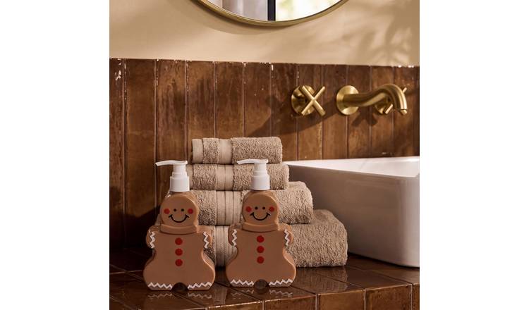 OHS 2 Pack Christmas Gingerbread Soap Dispensers - Brown