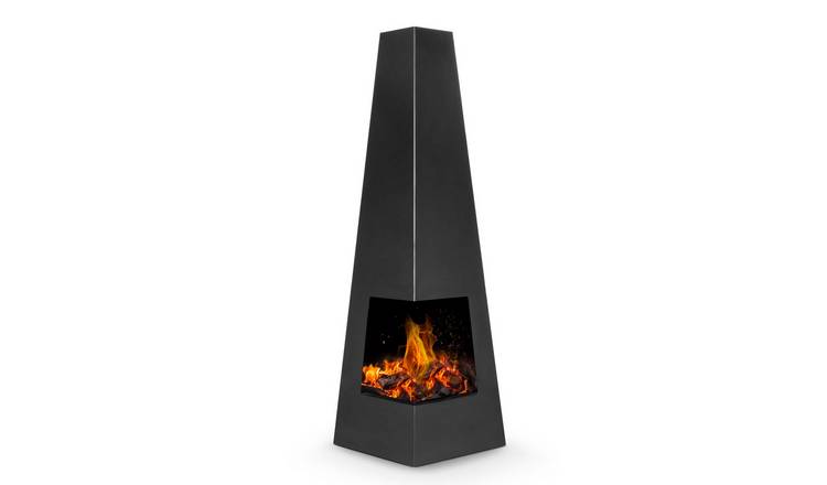 Dellonda Wood Burner Chiminea - Black Steel