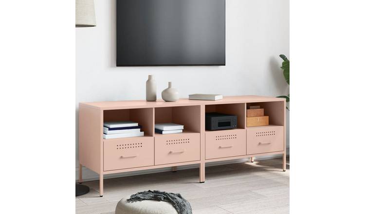 Walplus 2 Piece Steel 2 Drawers TV Cabinet - Pink - 68 x 39 x 50.5 cm