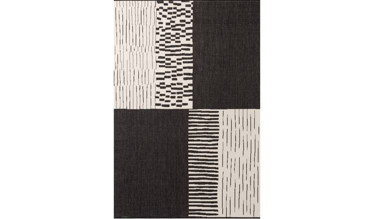 Ted Baker Black and White Outdoor Indoor Acacia Geometric Rug - 120 x 170cm