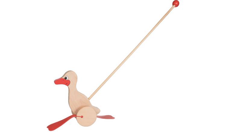 Goki Push Along Duck with Wheels Kids Toy