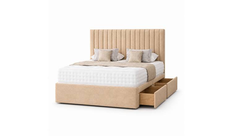 Comfy Deluxe 3ft Single    2 Drawer Suede  Divan Bed Set -  Coffee