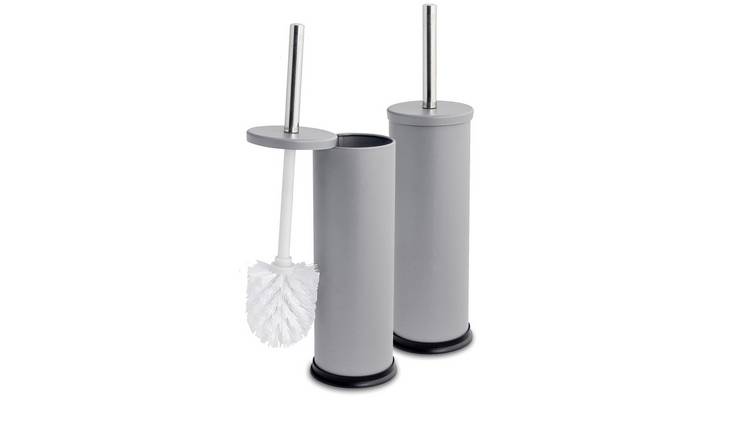 Harbour Housewares Round Toilet Brushes - Matt Grey - Pack of 2