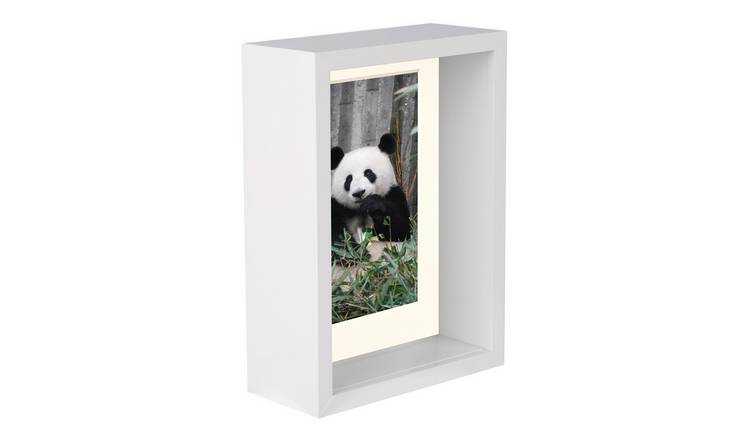 Nicola Spring 3D Deep Box Photo Frame - 5" x 7" with Mount - White/Ivory