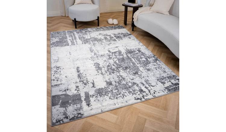 The Rugs Grey Elaris Abstract Weathered Distressed Rug - 240 x 340cm