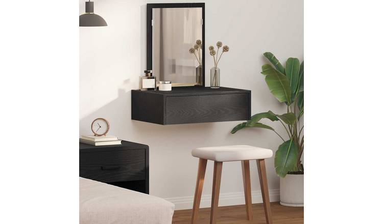 Walplus 1 Drawer Engineered Wood Dressing Table - Black - 60 x 40 x 70 cm