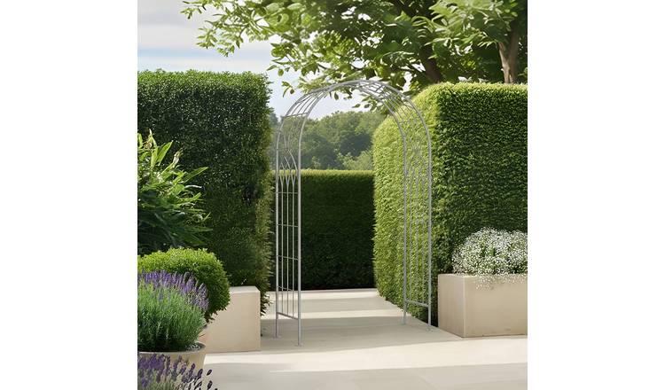 Charles Bentley Grey Decorative Rustic Metal Garden Arch