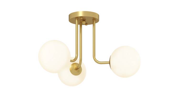 HOMCOM LED 3 Light Globe Shades Ceiling Light - Gold Tone