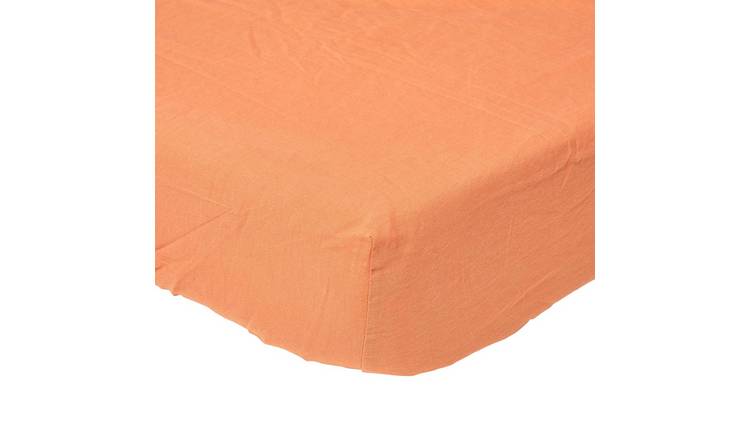 Homescapes Linen Deep Fitted Sheet Burnt Orange- Single