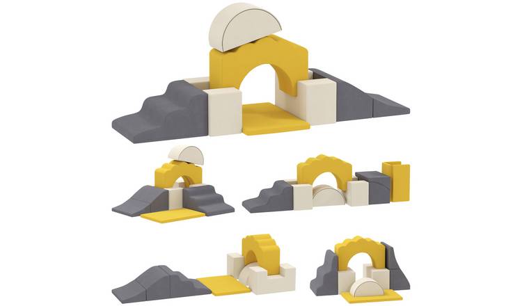 AIYAPLAY 7 Piece Foam Climb Crawl Kids Soft Play Set - Yellow