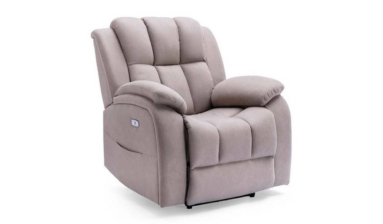 Furniture Online Brookline Electric Tech Fabric Recliner USB Chair - Pumice