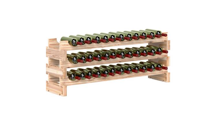 HOMCOM 3 Tier Wooden Wine Rack for Bottles Storage - Natural