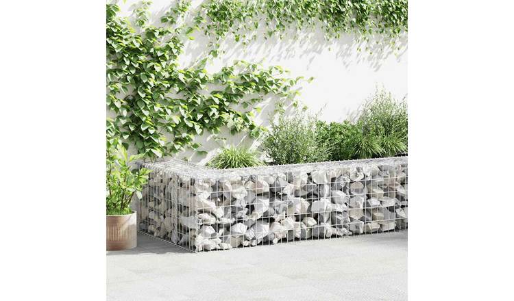 Walplus Galvanised Steel Gabion Wall with Covers - Silver - 300 x 50 x 50 cm