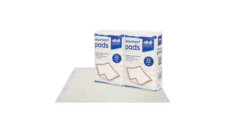 Harbour Housewares Disposable Incontinence Bed Pads - Pack of 50 - 60cm x 60cm
