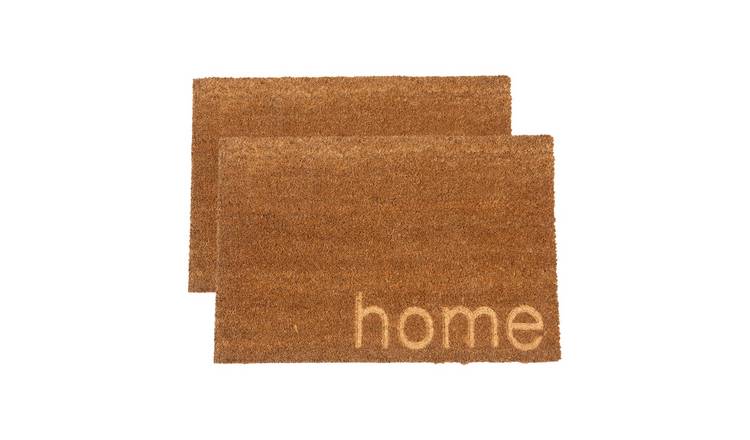 Nicola Spring Coir Door Mats - Embossed Home - Pack of 2