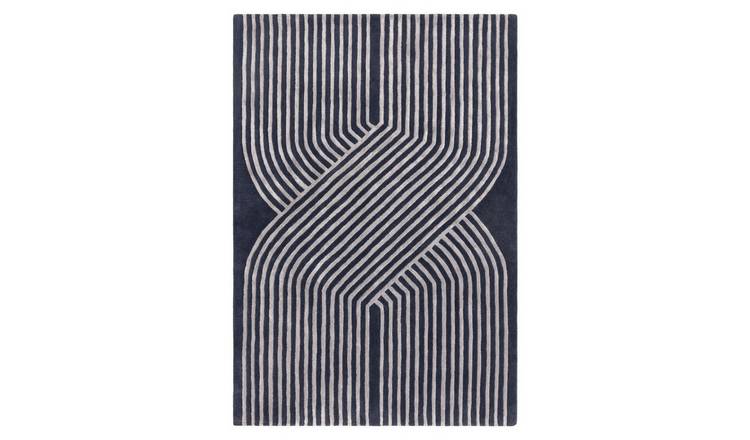 Mega Flooring Blue Handmade Striped Rug - 120 x 170cm