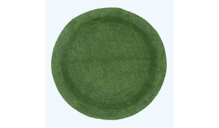 Homescapes Cotton Reversible Round Bath Mat - Fern Green