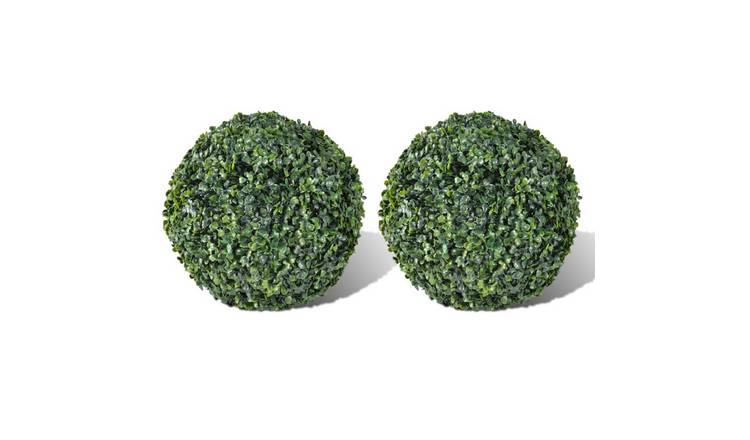 Walplus Pack of 2 Boxwood Ball Leaf Topiary Ball - Mixed Green - 27 cm