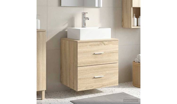 Walplus Engineered Wood Wall Sink Cabinet - Sonoma Oak - 49.5 x 41 x 79.5 cm