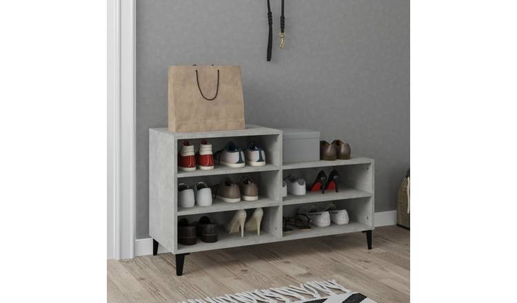 Walplus Engineered Wood Shoe Cabinet - Concrete Grey - 102 x 36 x 60 cm