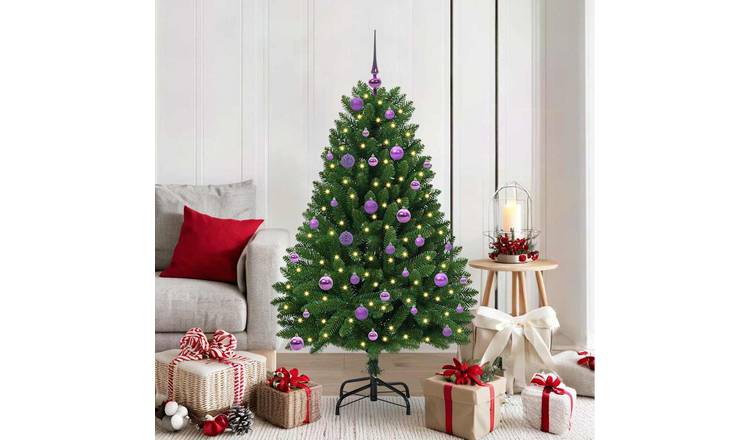 Walplus PVC and Metal Magenta Ornaments Christmas Tree - Green - 150 cm
