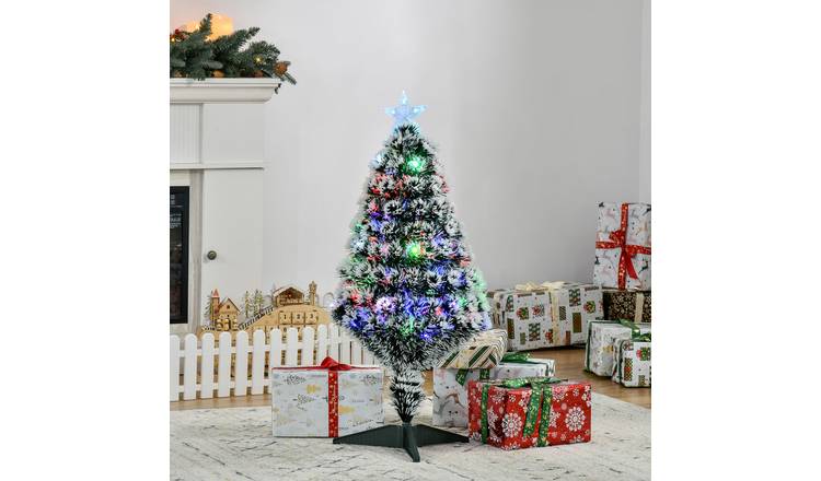 HOMCOM 3ft Prelit Snowy Artificial Christmas Tree - Green White